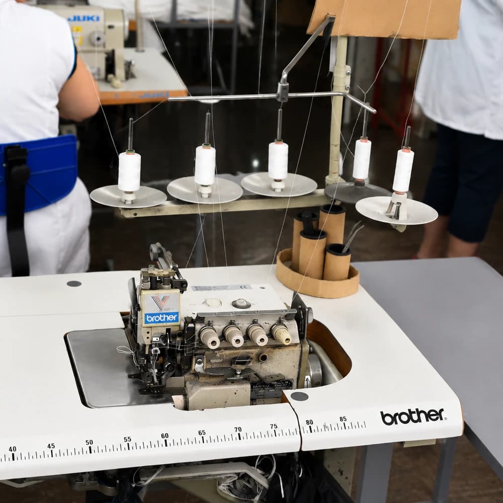 Brother five-thread overlock, threaded and ready to run