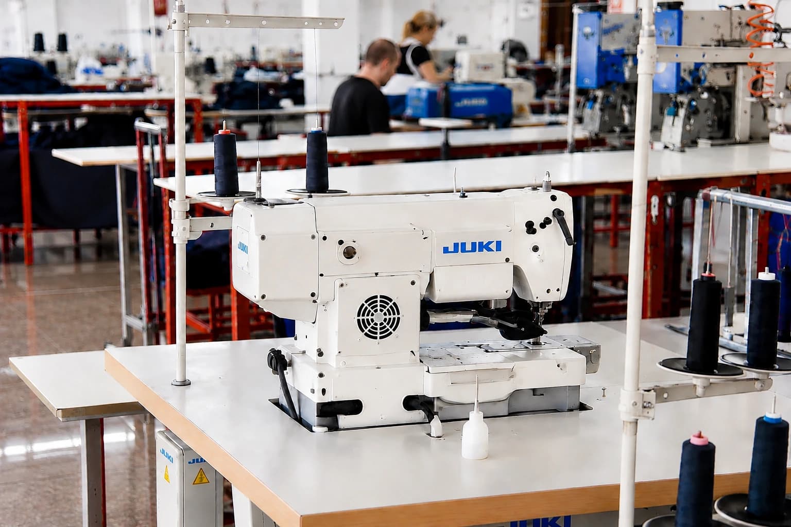 Juki bartack machine on the sewing floor